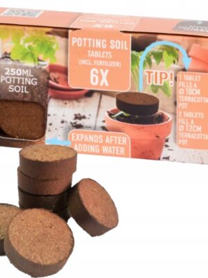 Dyrkingsbriketter i kokosfiber 6-pakning. Perfekt for spiring og stiklinger – torvfritt, naturlig og enkelt i bruk. 🌱